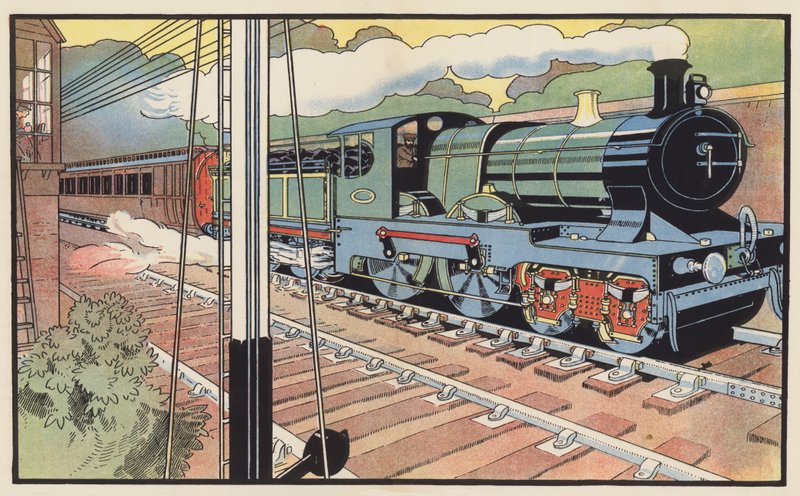 Ekspresstoget passerer en signalboks av Charles Robinson