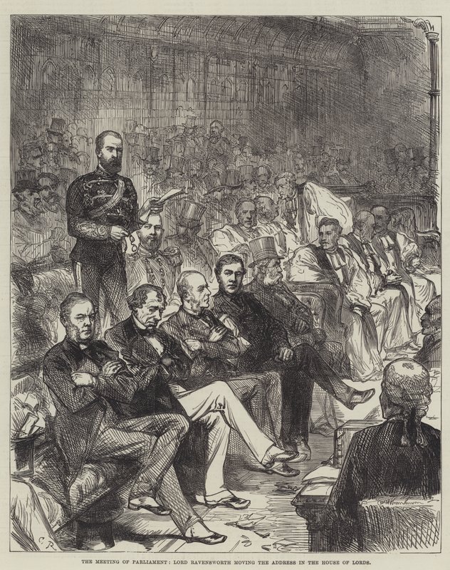 Parlamentsmøtet, Lord Ravensworth flytter adressen i House of Lords av Sir John Charles Robinson