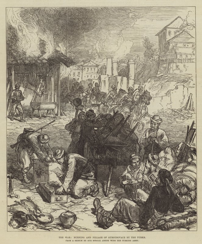 Krigen, brenning og plyndring av Gurgusovacz av tyrkerne av Sir John Charles Robinson