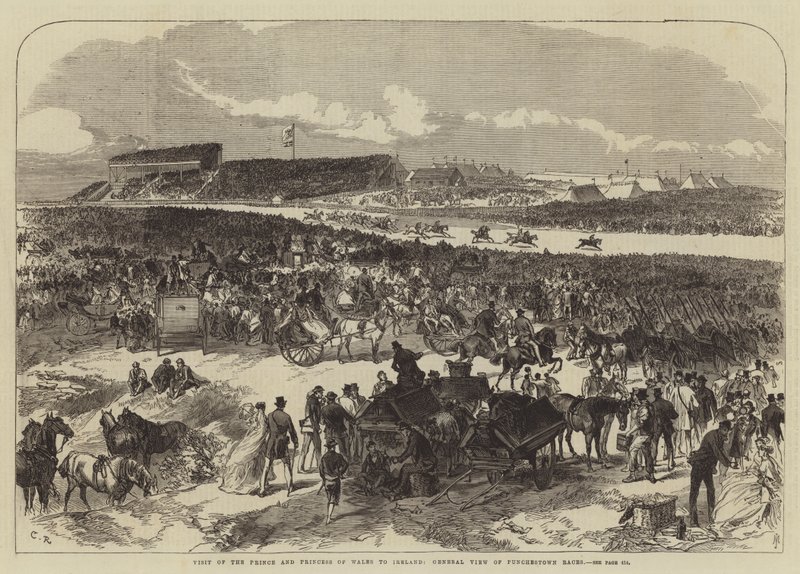 Besøk av prinsen og prinsessen av Wales til Irland, General View of Punchestown Races av Sir John Charles Robinson
