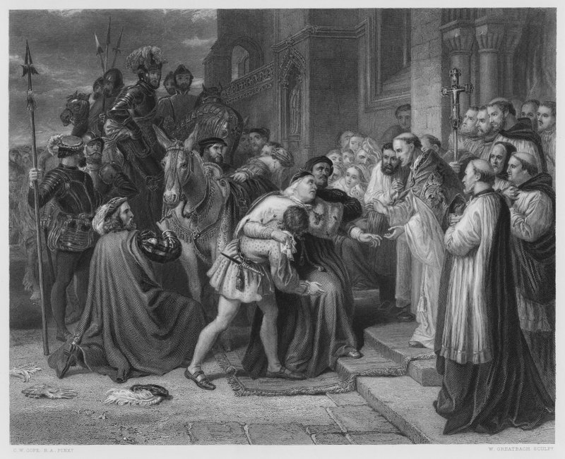 Wolsey ved Leicester Abbey, fra bildet i Royal Collection (gravering) av Charles West (after) Cope