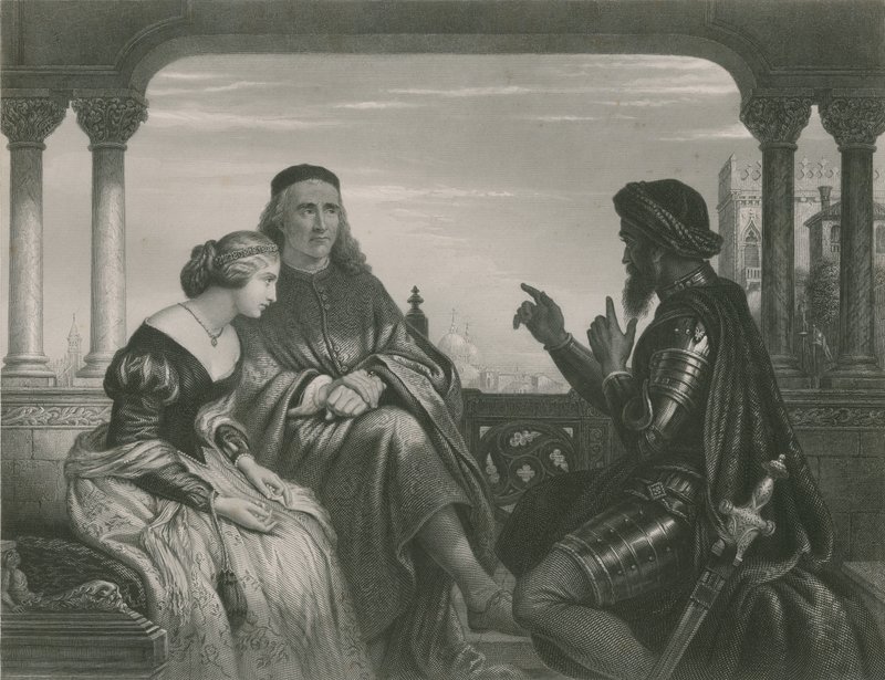 Othello som forteller om eventyrene sine, Othello av Charles West Cope