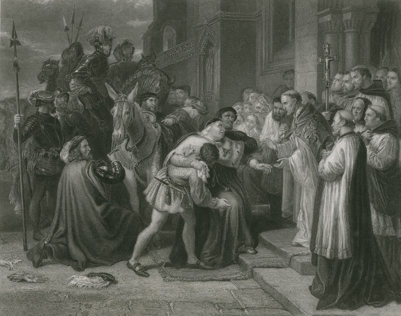 Wolsey ved Leicester Abbey, Henry VIII av Charles West Cope
