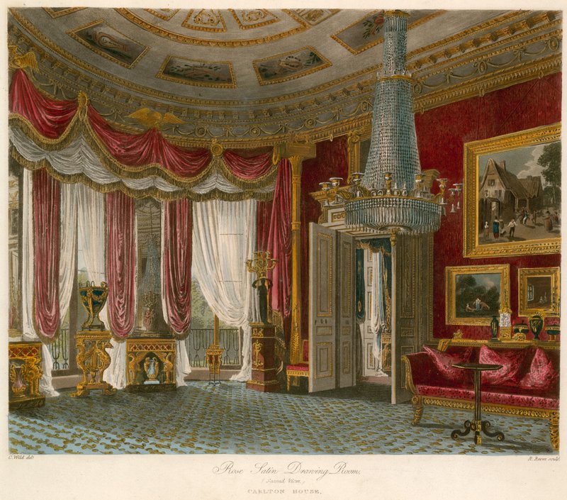 Rose Satin Drawing Room, Carlton House, London av Charles Wild