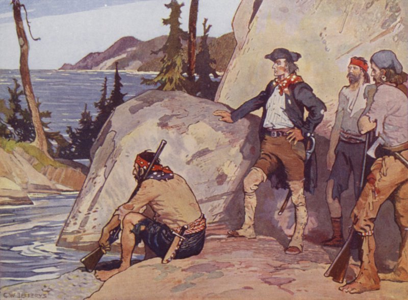 Mackenzie ved Stillehavet ved Overland Route (farge litho) av Charles William (after) Jefferys