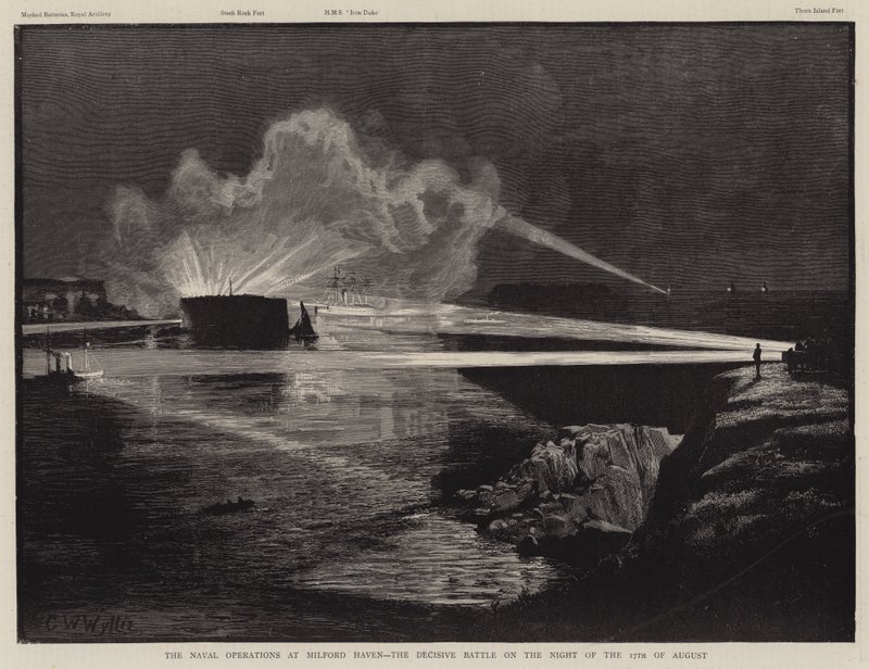 Sjøoperasjonene ved Milford Haven, det avgjørende slaget natten til 17. august av Charles William Wyllie