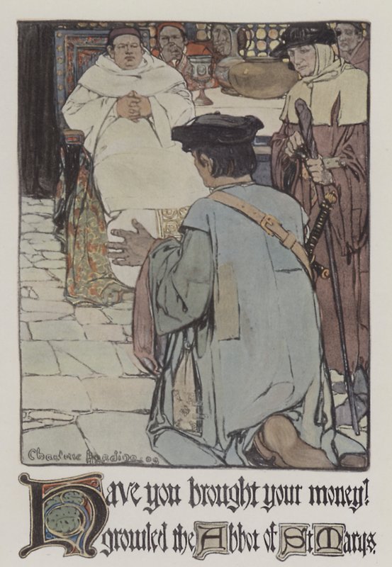 Illustrasjon for Robin Hood (farge litho) av Charlotte Harding