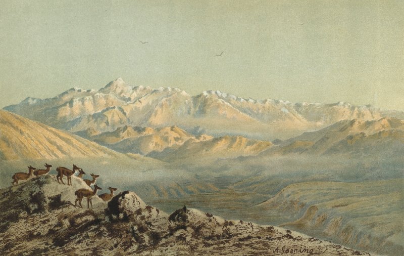 Aconcagua-området på grensen til Argentina og Chile i Andesfjellene av Christian Anton Goering