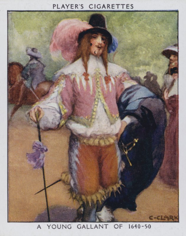 En ung galant på 1640-50 (farge litho) av Christopher (after) Clark