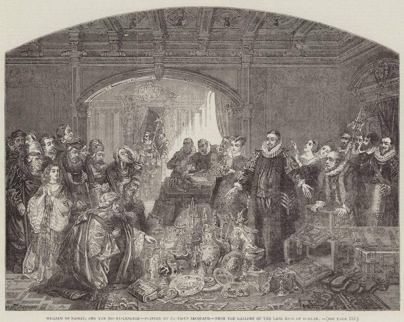 William av Nassau, og pengelånerne, fra galleriet til den avdøde kongen av Holland av Claude Jacquand