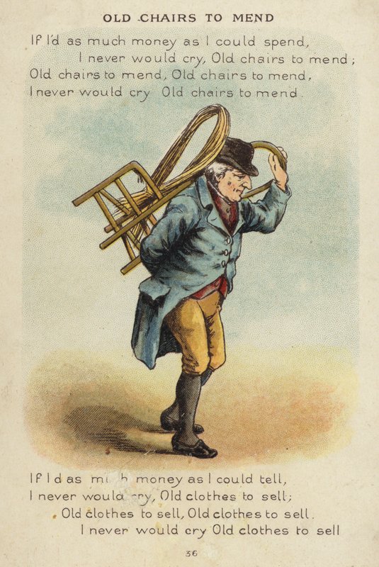 Barnerim: Old Chairs To Mend (chromolitho) av Constance Haslewood