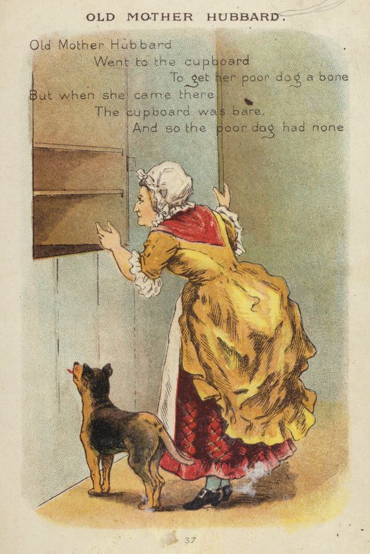 Barnerim: Old Mother Hubbard (chromolitho) av Constance Haslewood