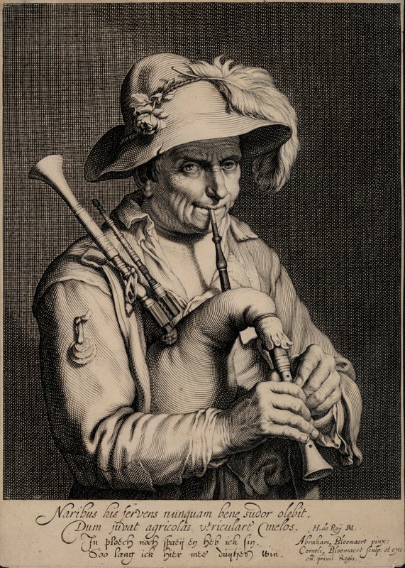 Mann som spiller sekkepipe (gravering) av Cornelis Bloemaert