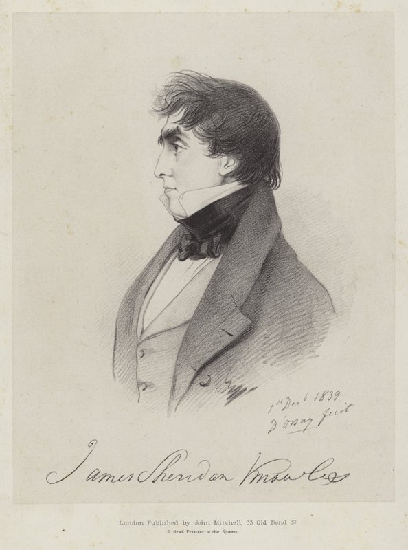 James Sheridan Knowles , irsk dramatiker og skuespiller, 1839 av Count Alfred D