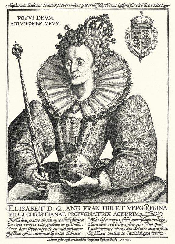 Elizabeth I, dronning av England (gravering) av Crispin I de (after) Passe