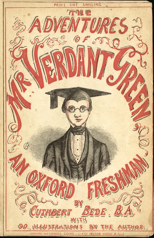Forsideillustrasjon for The Adventures of Mr Verdant Green An Oxford Freshman av Cuthbert Bede