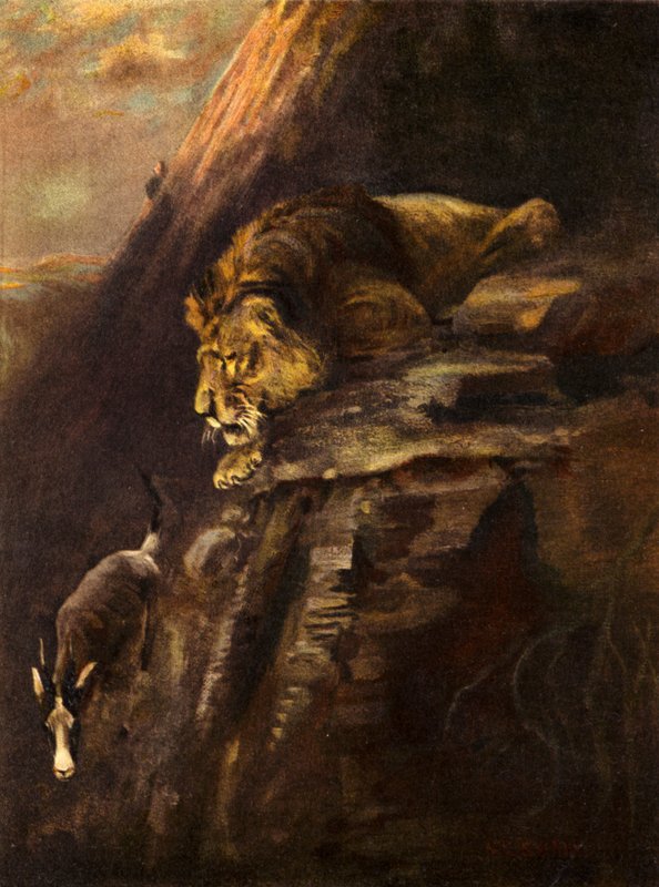 Et sprang for livet (farge litho) av Cuthbert Edmund Swan