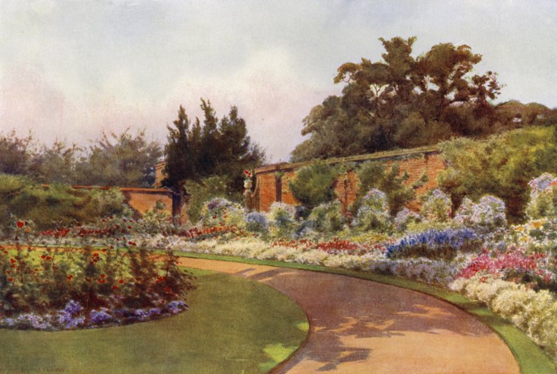 En årlig grense, prinsesse Charlottes hage, Claremont (farge litho) av Cyril Ward