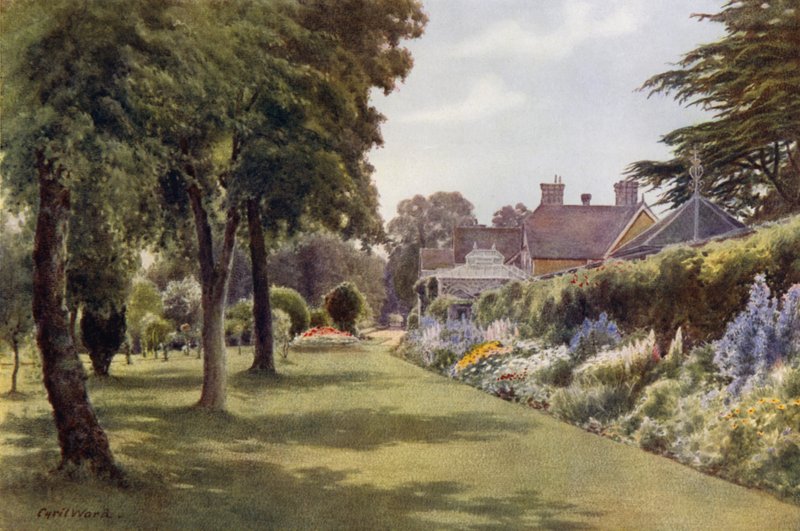 Urteaktig kant, Osborne Cottage (farge litho) av Cyril Ward