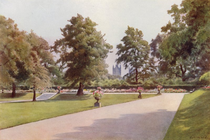 Ser mot Westminster, Marlborough House Garden (farge litho) av Cyril Ward