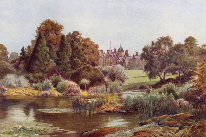 The Lake in the West Garden, Sandringham (farge litho) av Cyril Ward