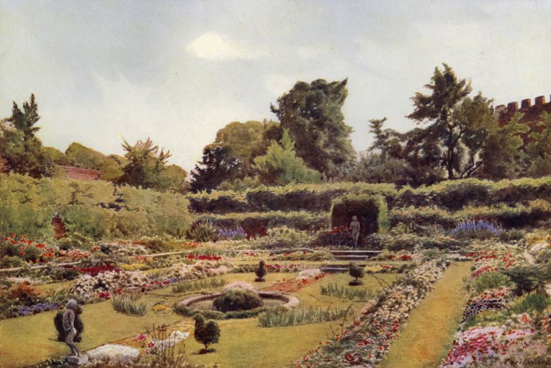 The Old Pond Garden, Hampton Court (farge litho) av Cyril Ward