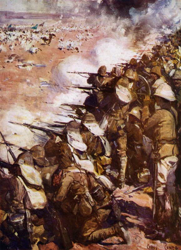 Slaget ved Omdurman (farge litho) av Cyrus Cuneo
