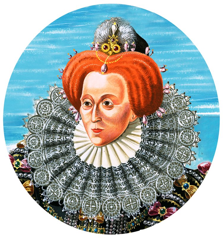 Dronning Elizabeth I (gouache på papir) av Dan Escott
