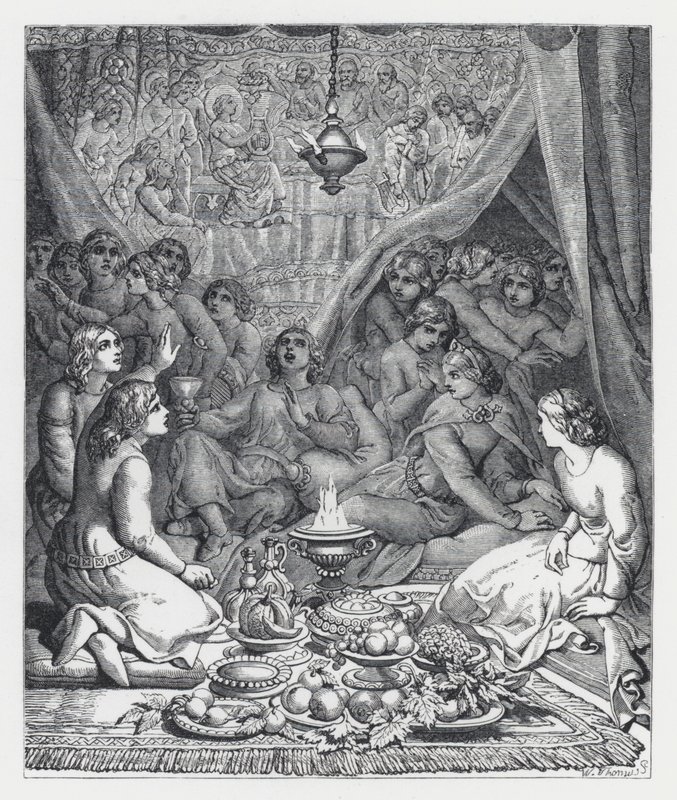 Illustrasjon for Tennysons dikt, The Princess (gravering) av Daniel (after) Maclise