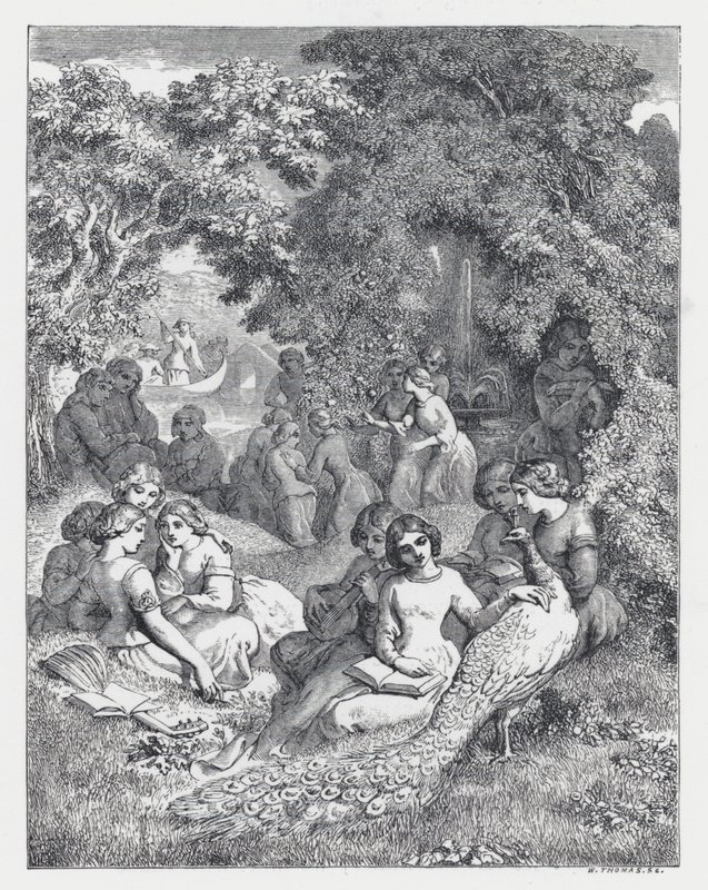 Illustrasjon for Tennysons dikt, The Princess (gravering) av Daniel (after) Maclise