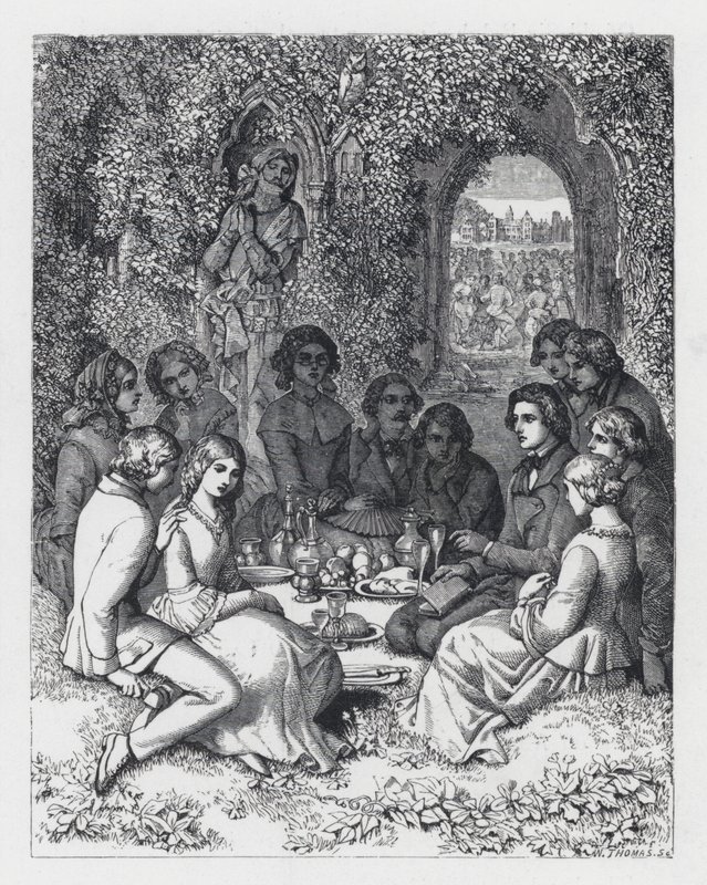 Illustrasjon for Tennysons dikt, The Princess (gravering) av Daniel (after) Maclise