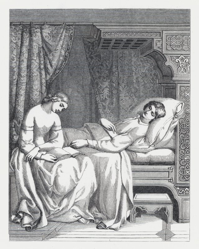 Illustrasjon for Tennysons dikt, The Princess (gravering) av Daniel (after) Maclise
