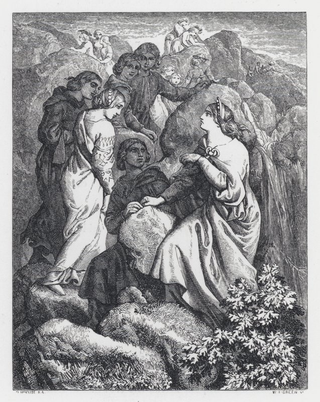 Illustrasjon for Tennysons dikt, The Princess (gravering) av Daniel (after) Maclise