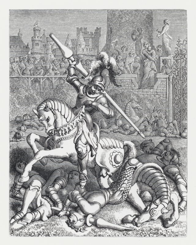 Illustrasjon for Tennysons dikt, The Princess (gravering) av Daniel (after) Maclise