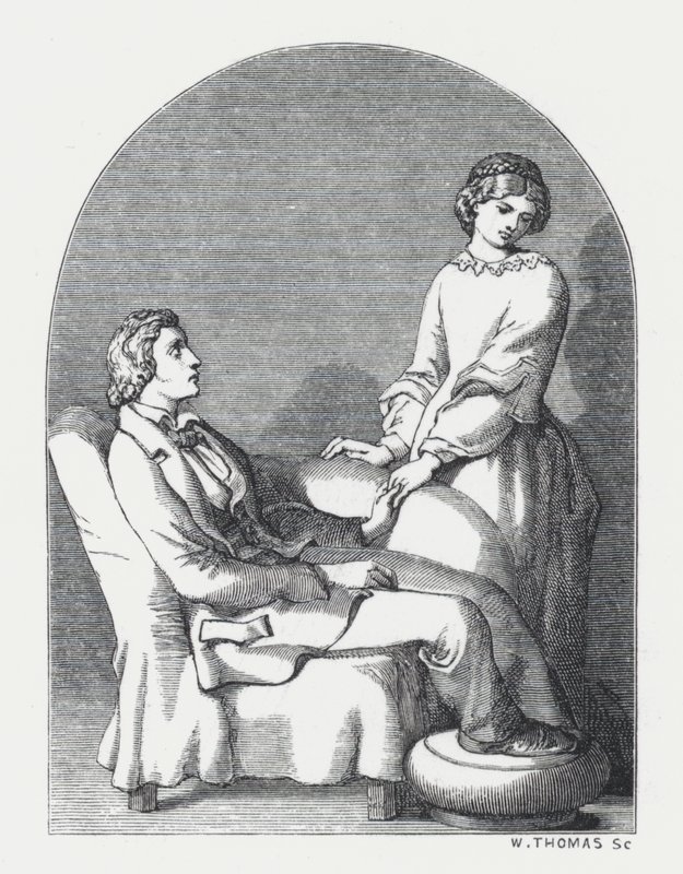 Illustrasjon for Tennysons dikt, The Princess (gravering) av Daniel (after) Maclise