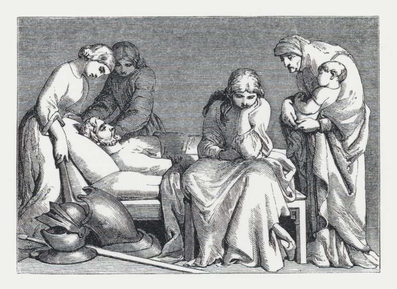 Illustrasjon for Tennysons dikt, The Princess (gravering) av Daniel (after) Maclise