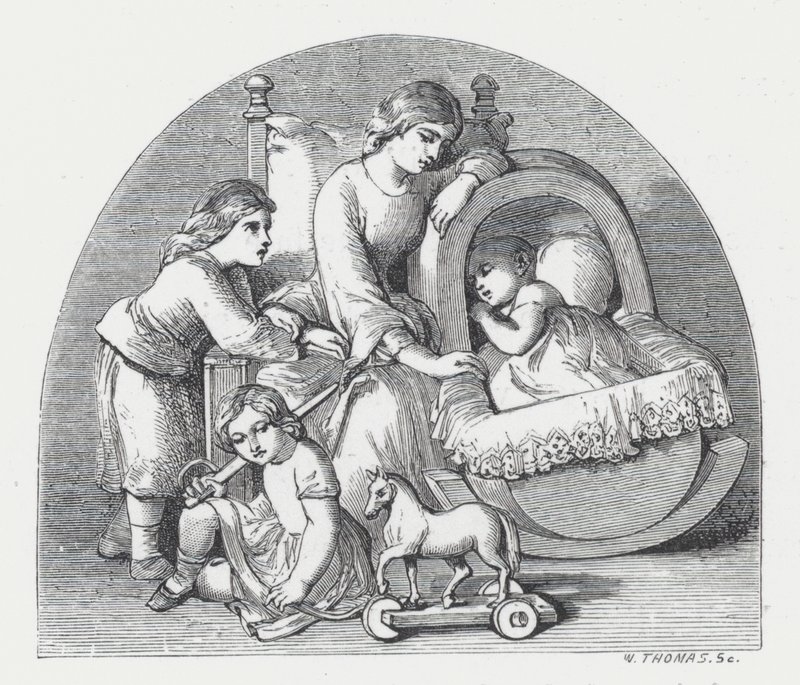Illustrasjon for Tennysons dikt, The Princess (gravering) av Daniel (after) Maclise