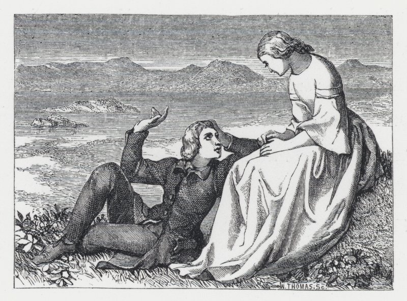 Illustrasjon for Tennysons dikt, The Princess (gravering) av Daniel (after) Maclise