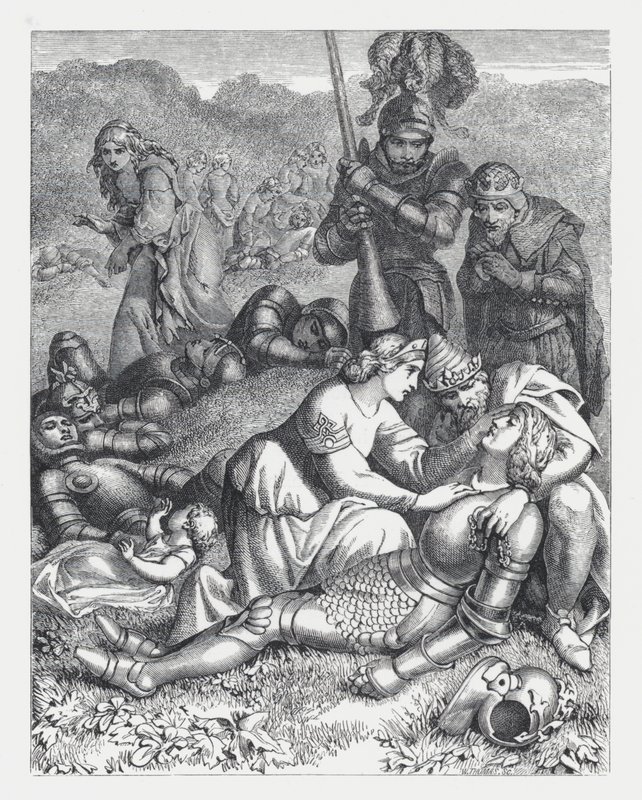 Illustrasjon for Tennysons dikt, The Princess (gravering) av Daniel (after) Maclise