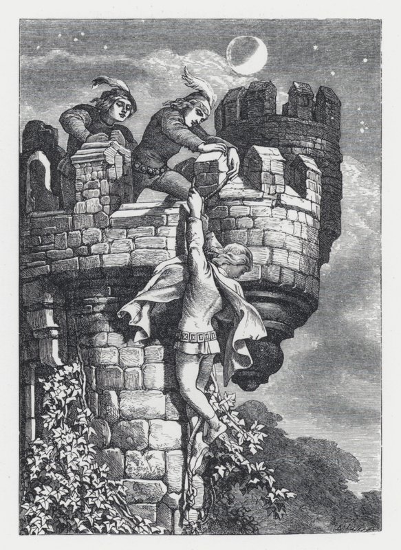 Illustrasjon for Tennysons dikt, The Princess (gravering) av Daniel (after) Maclise