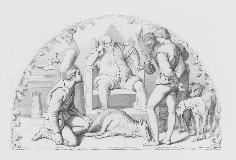 Shakespeare, The Justice (gravering) av Daniel (after) Maclise