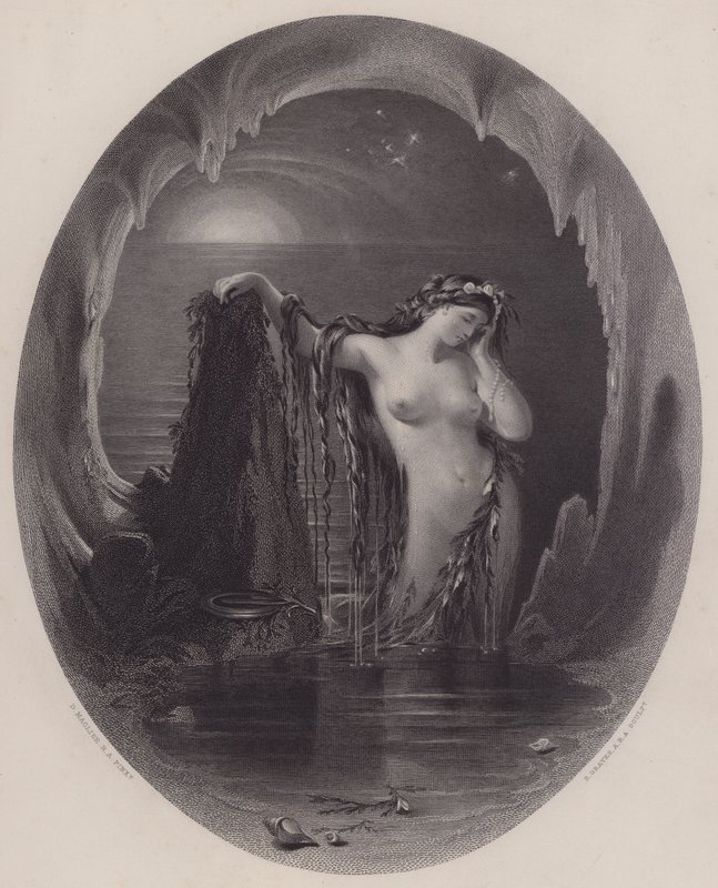 Harpens opprinnelse (gravering) av Daniel (after) Maclise