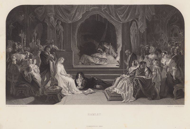 Lekescenen i Hamlet (gravering) av Daniel (after) Maclise