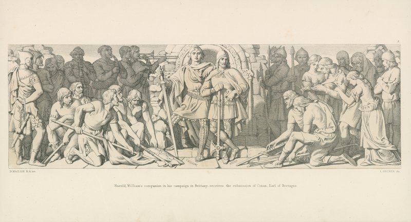 Harold, Williams følgesvenn i sin kampanje i Bretagne, mottar underkastelsen fra Conan, jarl av Bretagne av Daniel Maclise