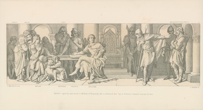 Harolds fangenskap kunngjort til William av Normandie, som får beskjed om at Guy of Ponthieu krever løsepenger for ham av Daniel Maclise
