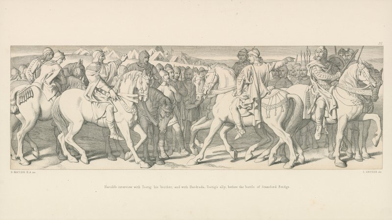 Harolds intervju med broren Tostig, og med Hardrada, Tostig Ally, før slaget ved Stamford Bridge av Daniel Maclise