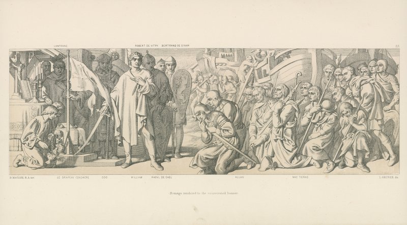 Homage gjengitt til det innviede banneret av Daniel Maclise