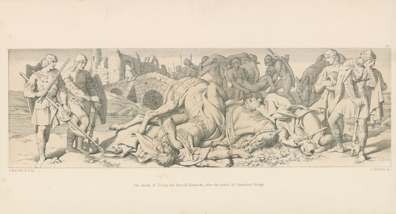 Tostigs og Harold Hardradas død, etter slaget ved Stamford Bridge av Daniel Maclise