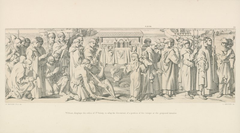 William, viser relikviene til St. Valery, for å dempe misnøyen til en del av troppene hans ved den foreslåtte invasjonen av Daniel Maclise
