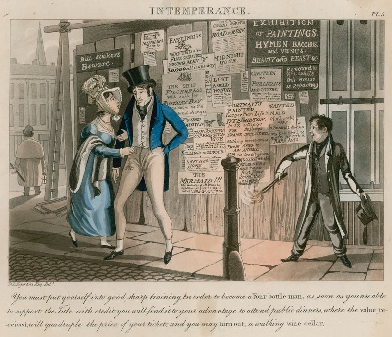 Ubeholdenhet; tegneserie publisert 1828 av Daniel Thomas Egerton